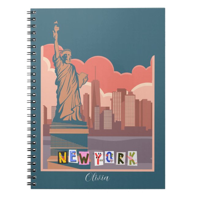 Artistic New York Skyline Personalised  Notebook (Front)
