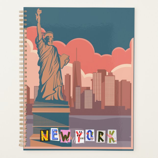 Artistic New York Skyline  Personalised  Planner (Front)
