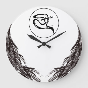 Artistic Om symbol, black colour Large Clock