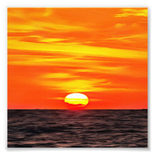 Artistic Orange Aegean Sunset Akyaka  Photo Print