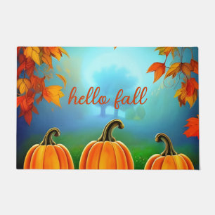 Artistic Orange Autumn Fall Seasonal Pumpkin Door Doormat