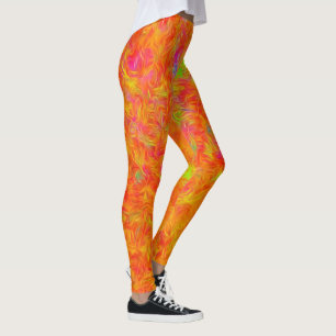 Artistic Orange Fire, Abstract Workout Leggings