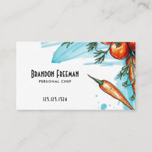Artistic Orange Red Tomatoes Carrots Illustration Business Card