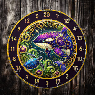 Artistic Orca Turtle Dartboard Display