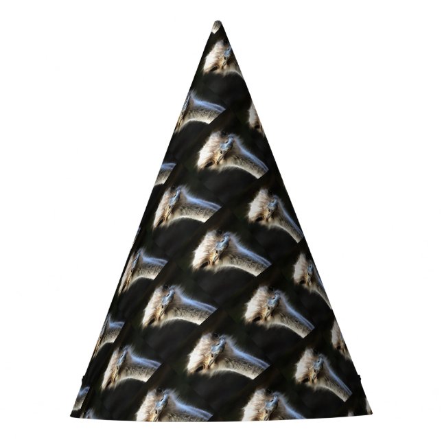 Artistic Ostrich Portrait With Goofy Expression Party Hat (Front)