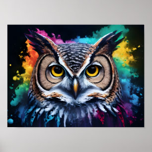 Artistic Owl Portrait  Poster