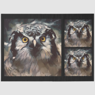 Artistic Owl Watercolor 20x30 Decoupage Tissue Paper