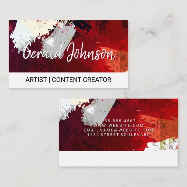Artistic Paint Brushed | Consultant | Artist  Business Card (Front/Back)