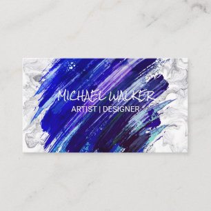 Artistic Paint Brushed   Marble Background Business Card