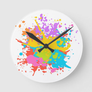 Artistic paint splashes design large clock