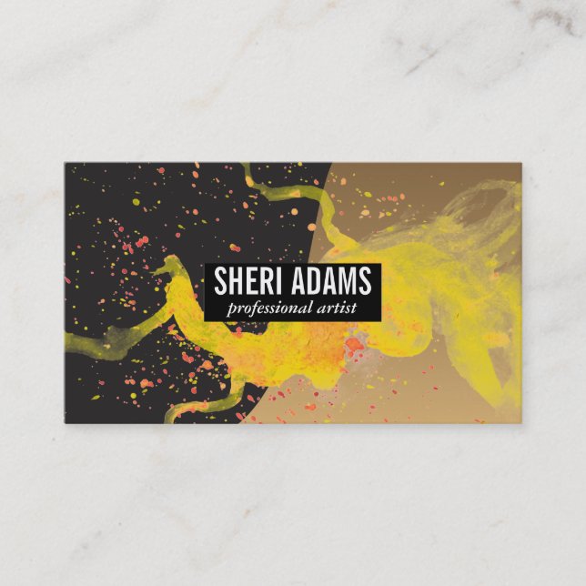 Artistic Paint Splatter | Colour Block Business Card (Front)