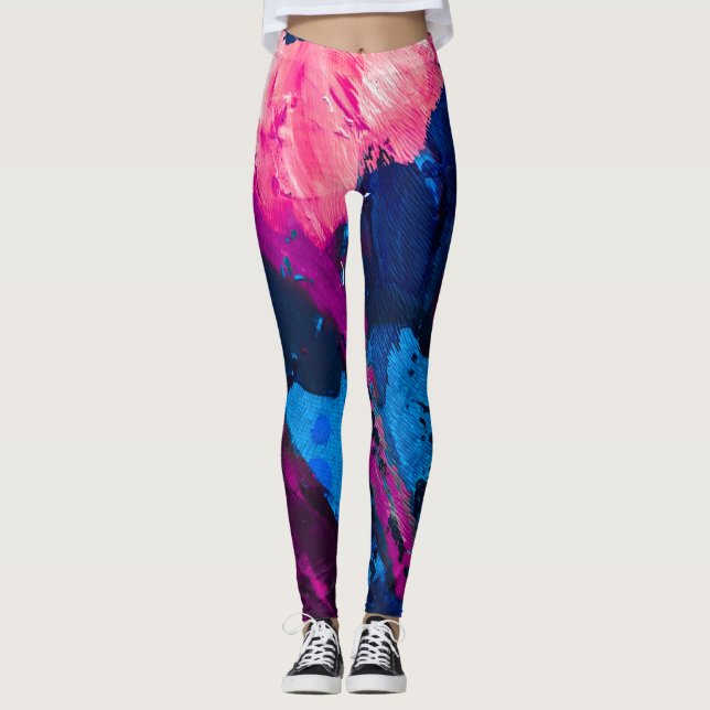 Artistic painted texture, modern decor. leggings (Front)