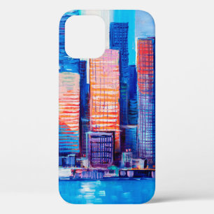 Artistic painting of skyscrapers. Abstract style. iPhone 12 Case