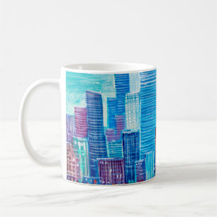 Artistic painting of skyscrapers. Abstract style. Coffee Mug