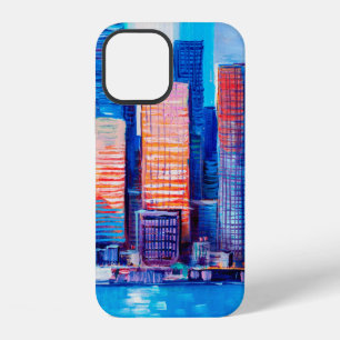Artistic painting of skyscrapers. Abstract style. iPhone 12 Case