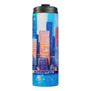 Artistic painting of skyscrapers. Abstract style. Thermal Tumbler