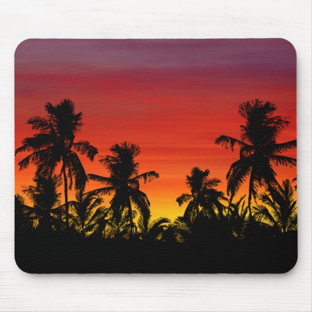 Artistic Palm Trees Beach Tropical Sunset Colourfu Mouse Pad (Front)