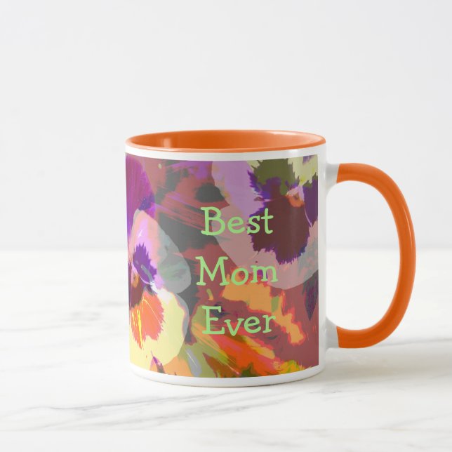 Artistic Pansies Custom Text Mother's day mug (Right)