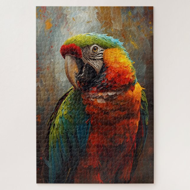 Artistic Parrot Portrait – Vibrant Oil Painting Jigsaw Puzzle (Vertical)