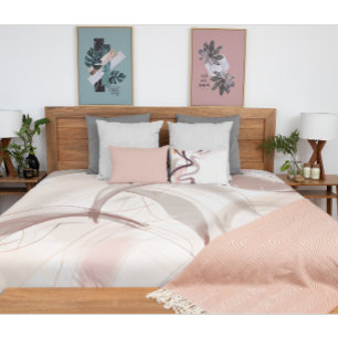 Artistic Pastel Beige Pink White Leaves Pillowcase