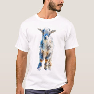 Artistic Pastel Blue and Gold Lamb Portrait Men T-Shirt
