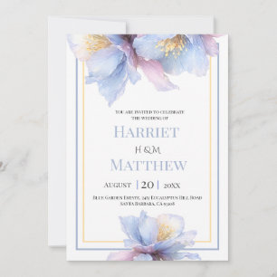 Artistic Pastel Botanical Florals Wedding Invitation