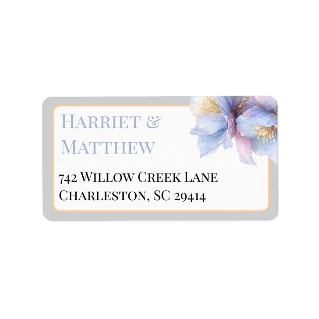 Artistic Pastel Botanical Florals Wedding Label (Front)