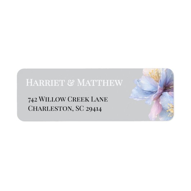 Artistic Pastel Botanical Florals Wedding Return Address Label (Front)