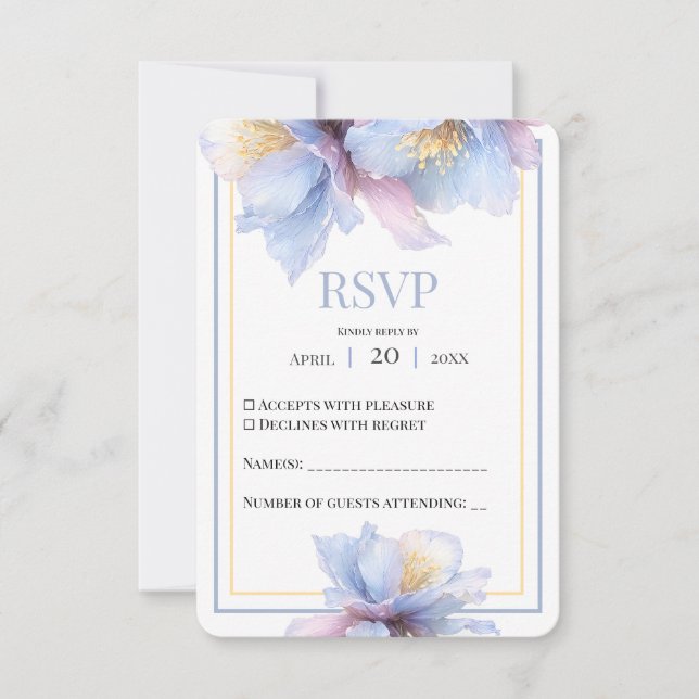 Artistic Pastel Botanical Florals Wedding RSVP Card (Front)