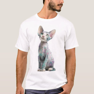Artistic Pastel Floral Sphynx Cat Illustration Men T-Shirt