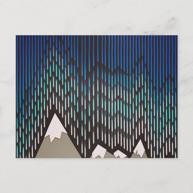 Artistic Pattern Blue Rainy Shaped Mountains Print Postcard (Front)