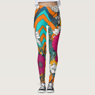Artistic pattern with colourful flowers Leggings