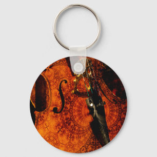 Artistic patterned cello design key ring