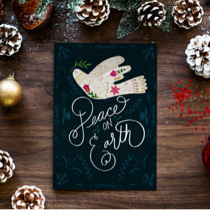 Artistic Peace On Earth Dove Holiday Card