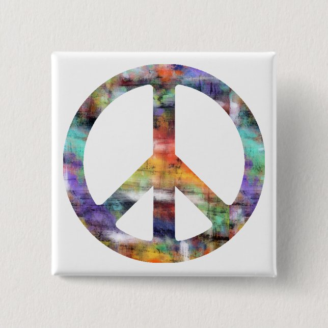 Artistic Peace Sign 15 Cm Square Badge (Front)