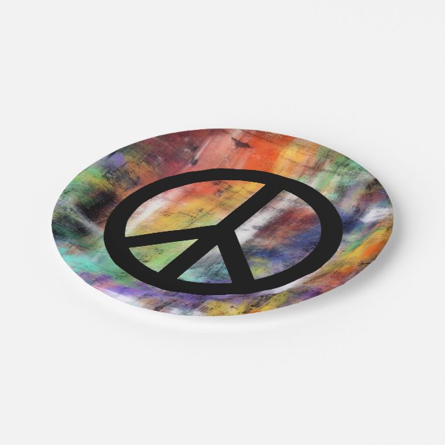 Artistic Peace Sign Paper Plate (Angled)