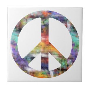 Artistic Peace Sign Tile