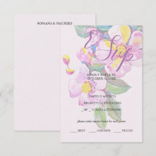 Artistic Peach Flowers Watercolor Art RSVP Card