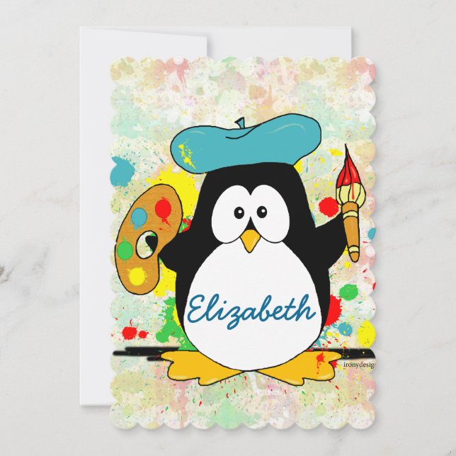 Artistic Penguin Painter Personalise (Front)