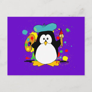Artistic Penguin Postcard