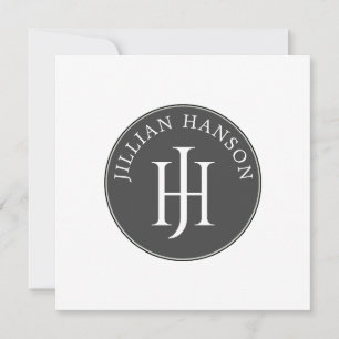 Artistic Personal Monogram Name Logo Black White Card