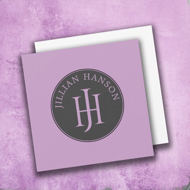 Artistic Personal Monogram Name Logo Lilac  Card (Creator Uploaded)