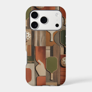 Artistic Pickleball Paddle And Ball Grid Design