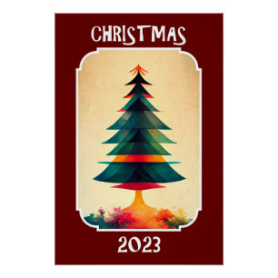 Artistic Pine Tree   Merry Christmas 2023 Poster