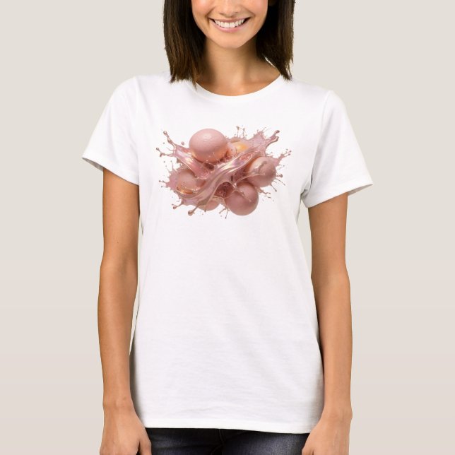 Artistic Pink Abstract Oranges Trendy Tee (Front)