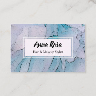 *~* Artistic Pink & Blue Feminine Chic Peony Business Card