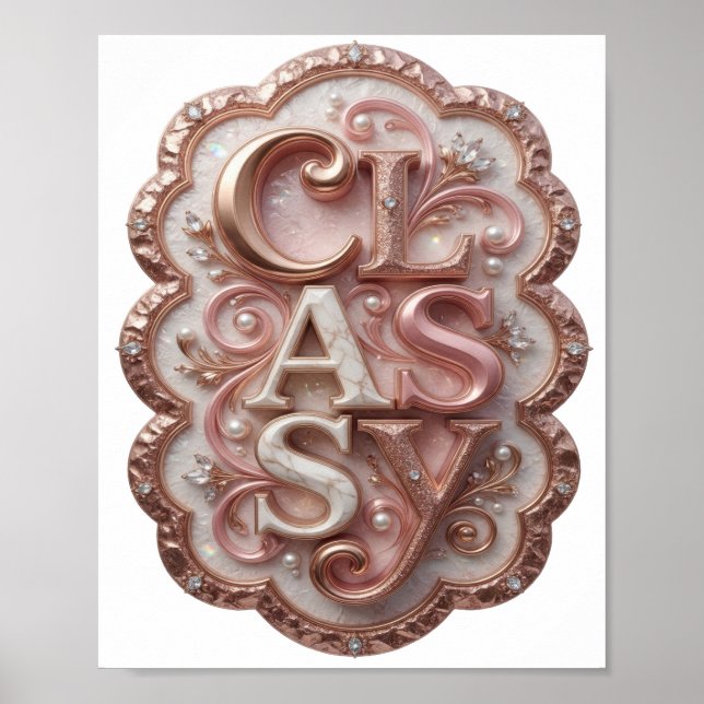 Artistic Pink CLASSY 3D Text Art Poster (Front)