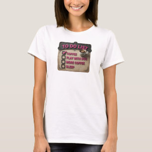 Artistic Pink COFFEE PLAY WITH DOG T-Shirt