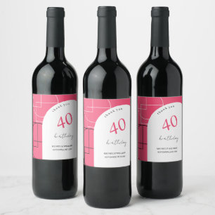 Artistic Pink Geo Modern Wine Label