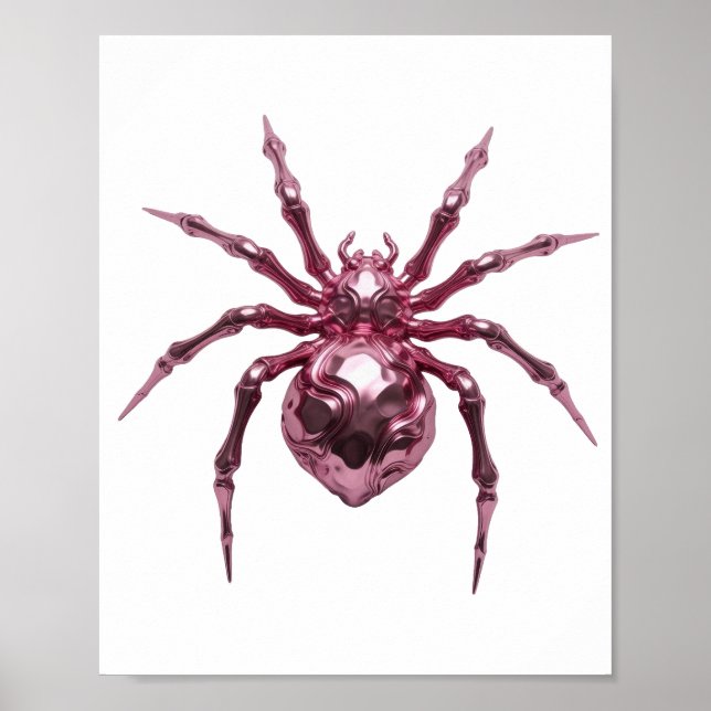 Artistic Pink METALLIC SPIDER Design Poster (Front)